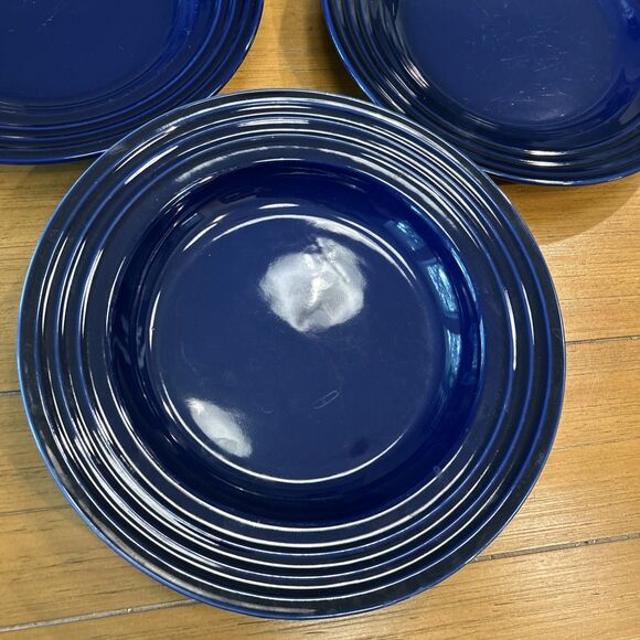 Set of 3 Le Creuset Blue Stoneware 10” Dinner Plates - Picture 2 of 7